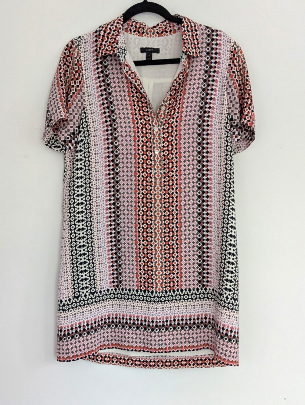 J.Crew multicolor geometric collar multicolor 100% silk dress 8 - Picture 2 of 6